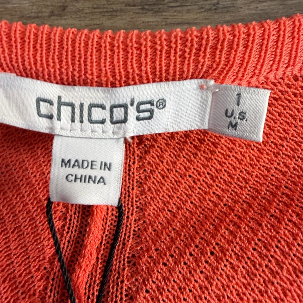 Chico's Vibrant Orange Blouse with Ruffle Sleeves - Picture 3 of 8